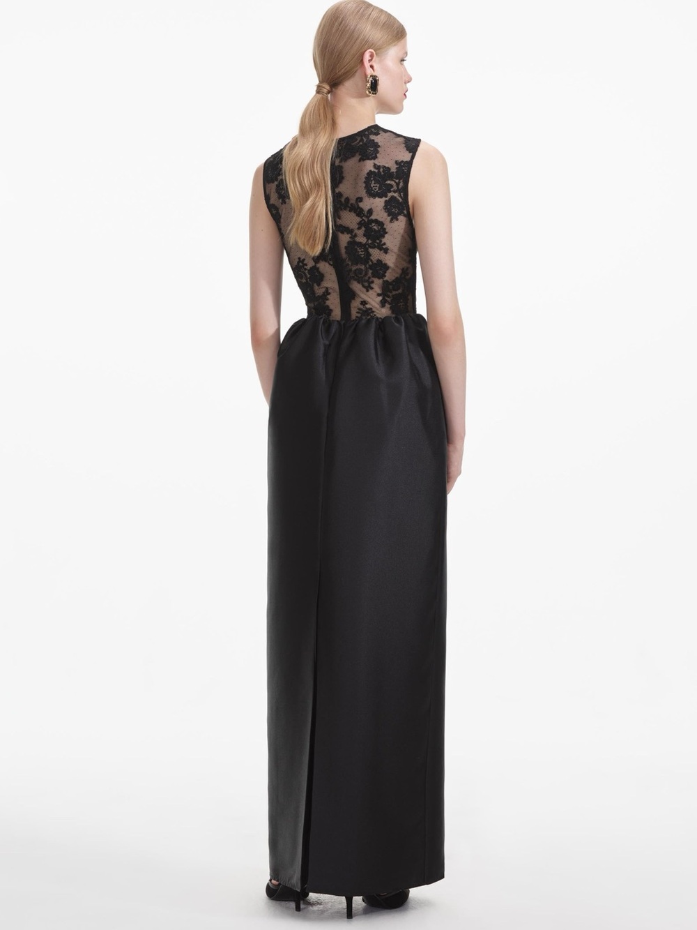 NWOT Self-Portrait Floral lace-trimmed taffeta maxi dress - Picture 4 of 7